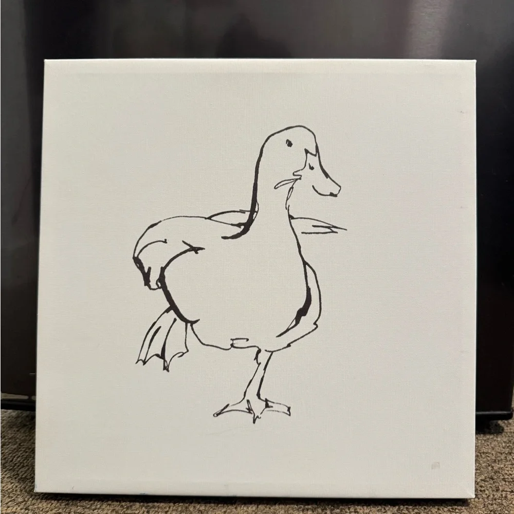 Minimalist Black Line Duck Canvas Art